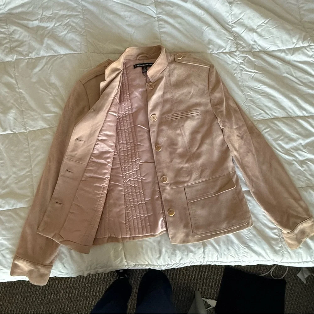 COMPANY By Ellen Tracy 100% Suede Jacket Blazer Beige Size 12 Womens - Picture 2 of 5